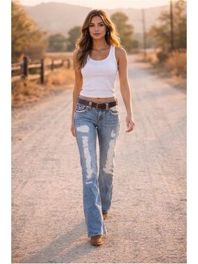 Vintage true religion Y2K 03-06 Distressed Joey Flare Jean Sz 28